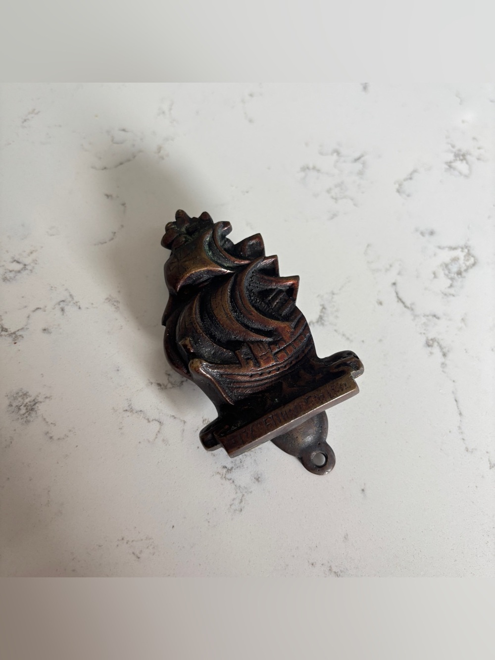 Small Vintage Cast Metal Ship Elizabethan Galleon Door Knocker - Nautical Decor